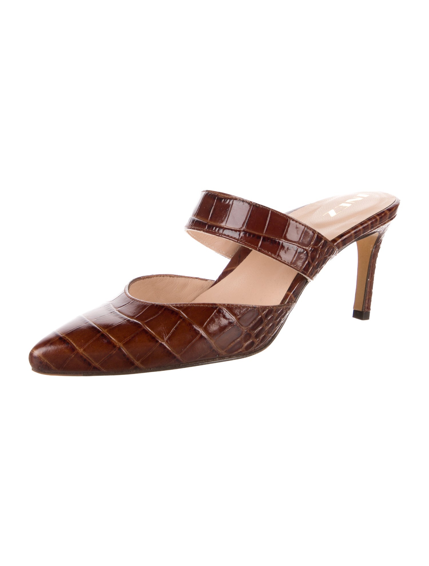 Inez Embossed Leather Mules