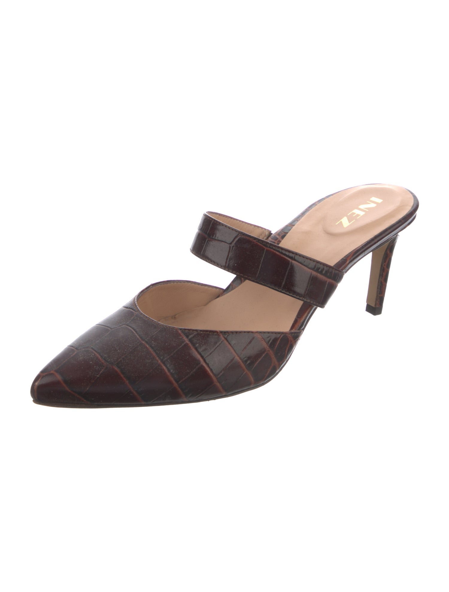 Inez Embossed Leather Animal Print Mules