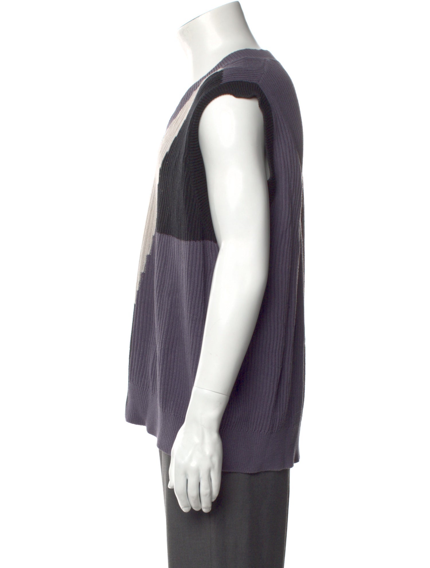 Izzue Colorblock Pattern V-Neck Sweater Vest