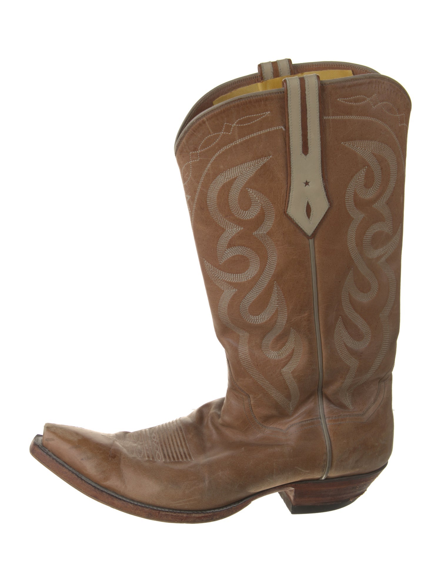 J. B. Hill Leather Embroidered Accent Western Boots