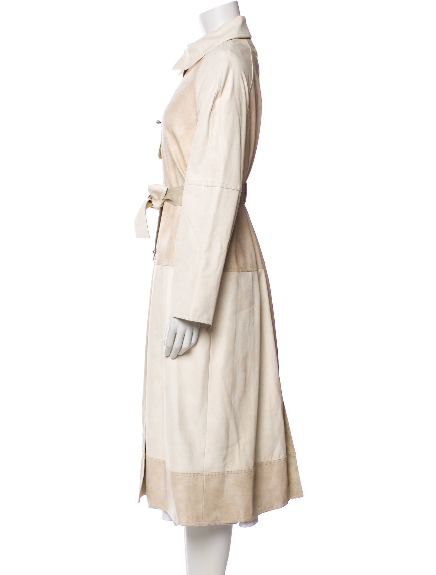 Jonathan Simkhai Faux Leather Colorblock Pattern Trench Coat