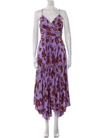 Pre-owned Simkhai Floral Print Long Dress In Purple