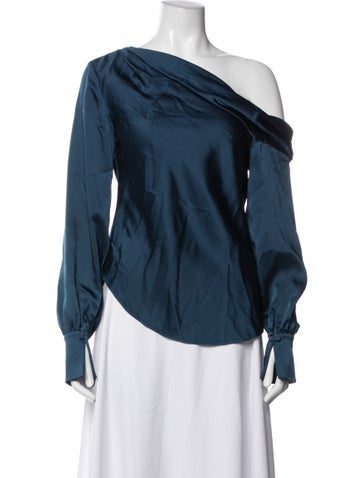 Pre-owned Simkhai Off-the-shoulder Long Sleeve Blouse In Blue