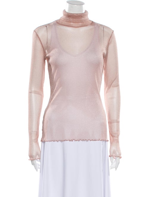 Jonathan Simkhai Turtleneck Long Sleeve Top Metall