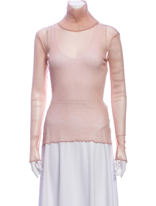 Jonathan Simkhai Turtleneck Long Sleeve Top Metall