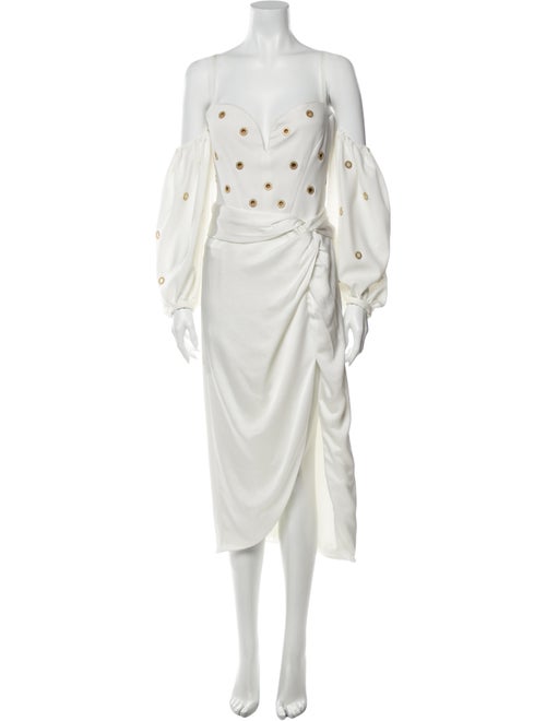 Jonathan Simkhai Chain Eyelet Off Shoulder Dress M