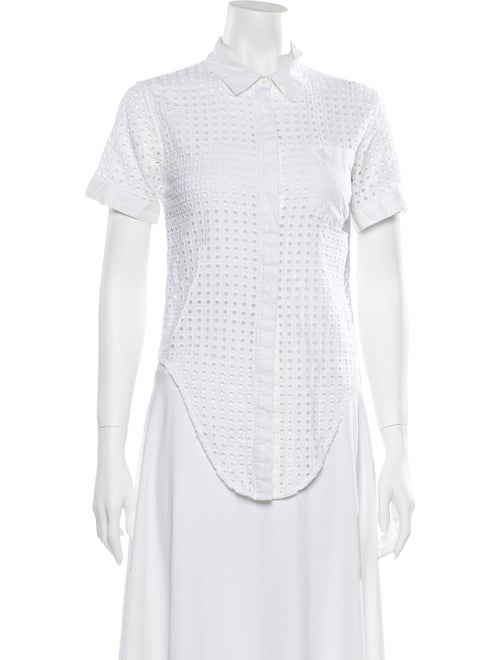 Jonathan Simkhai Short Sleeve Button-Up Top White