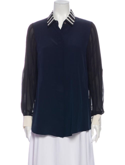 Jonathan Simkhai Silk Long Sleeve Blouse Blue