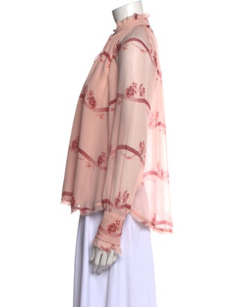 Jonathan Simkhai Floral Print Mock Neck Blouse