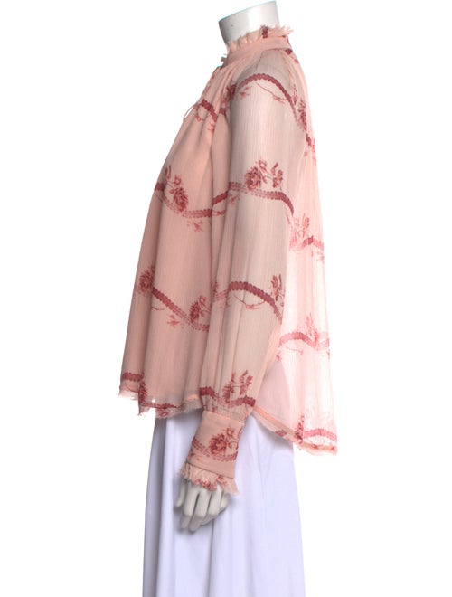 Jonathan Simkhai Floral Print Mock Neck Blouse