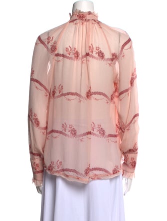 Jonathan Simkhai Floral Print Mock Neck Blouse