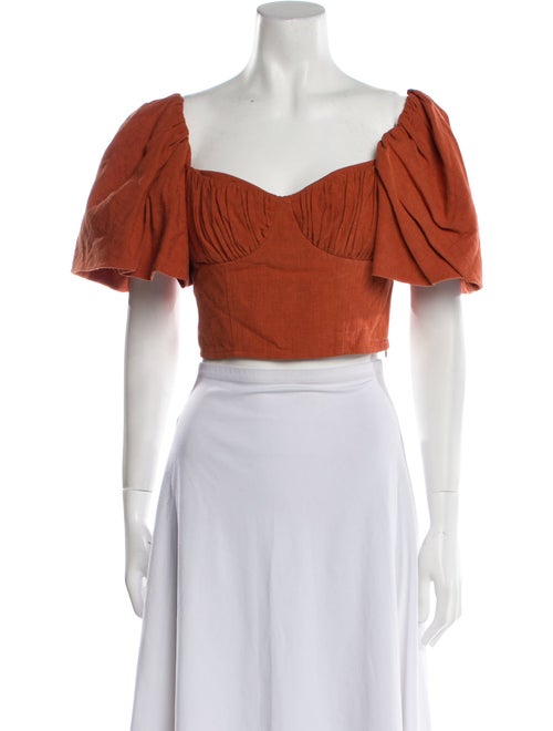Jonathan Simkhai Square Neckline Short Sleeve Crop Top