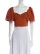 Jonathan Simkhai Square Neckline Short Sleeve Crop Top