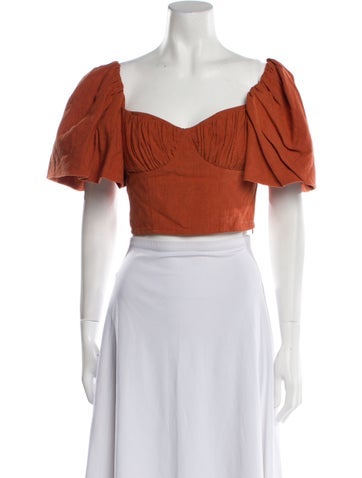 Jonathan Simkhai Tops Square Neckline Short Sleeve Crop Top US 2 | XS