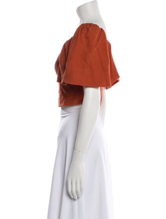 Jonathan Simkhai Square Neckline Short Sleeve Crop Top