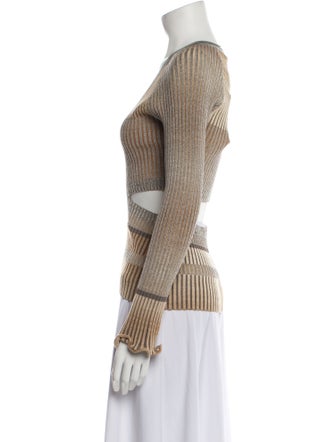 Jonathan Simkhai Colorblock Pattern Plunge Neckline Sweater