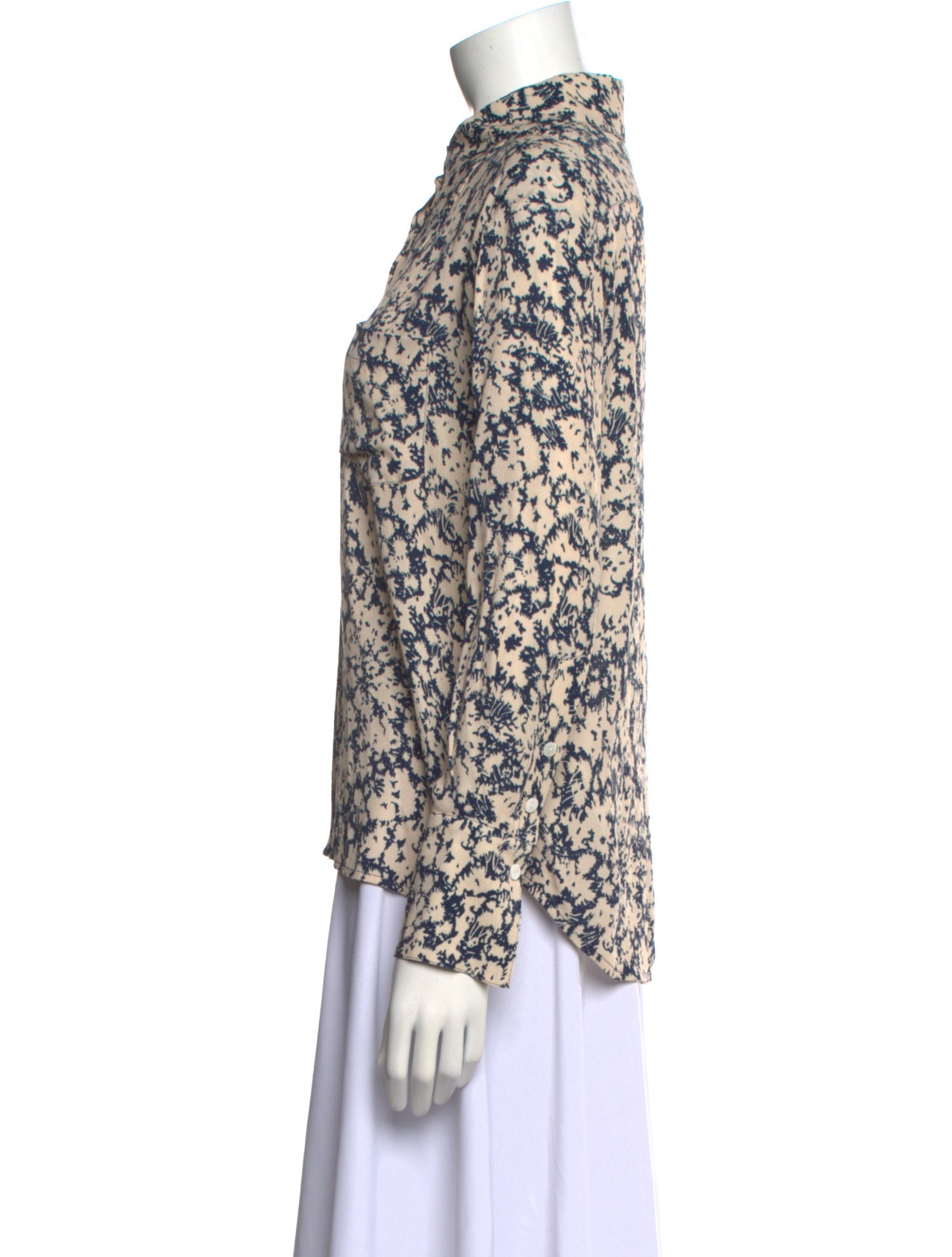 Jonathan Simkhai Floral Print Mock Neck Blouse