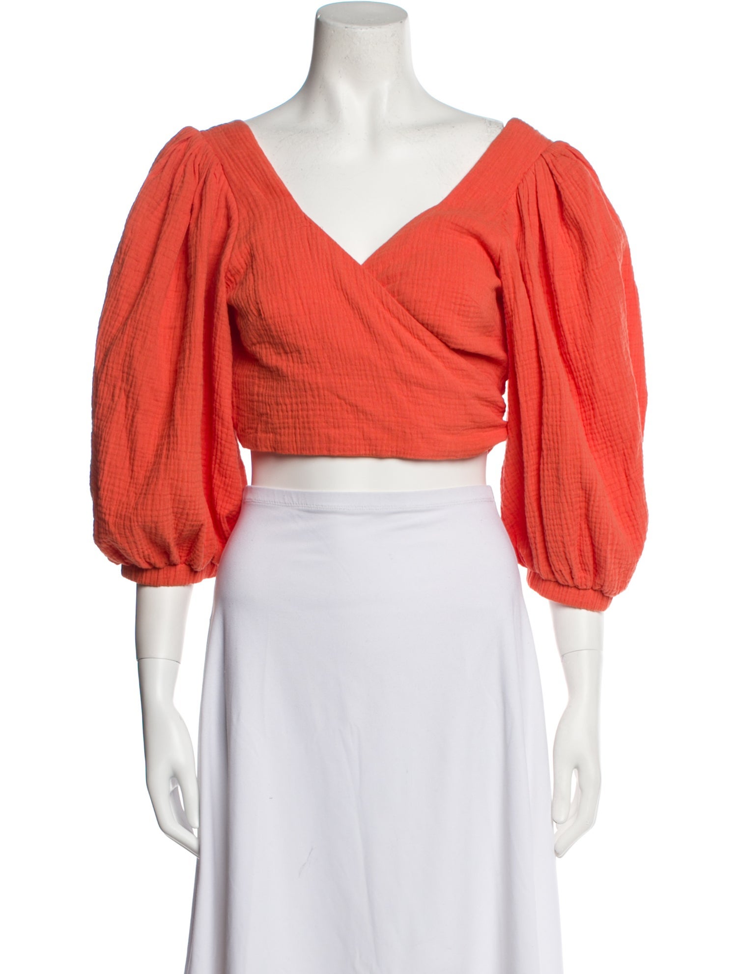 Jonathan Simkhai V-Neck Three-Quarter Sleeve Crop Top w/ Tags