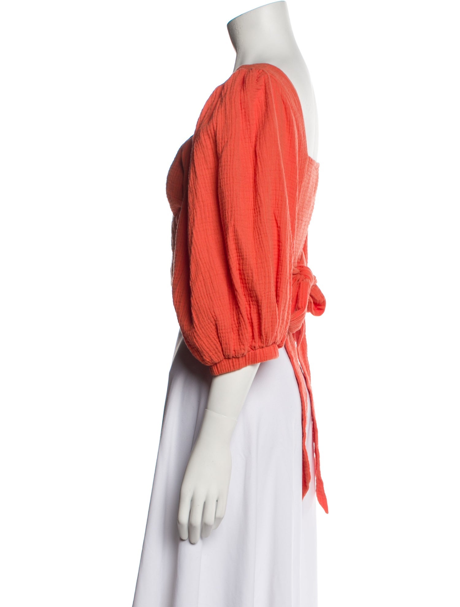 Jonathan Simkhai V-Neck Three-Quarter Sleeve Crop Top w/ Tags