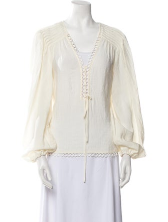 Jonathan Simkhai V-Neck Long Sleeve Blouse