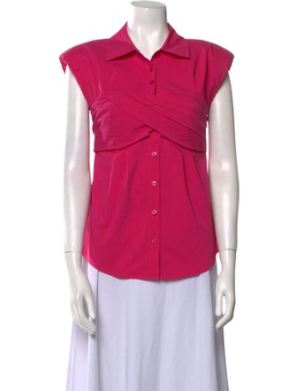 Jonathan Simkhai Silk Short Sleeve Button-Up Top