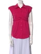 Jonathan Simkhai Silk Short Sleeve Button-Up Top