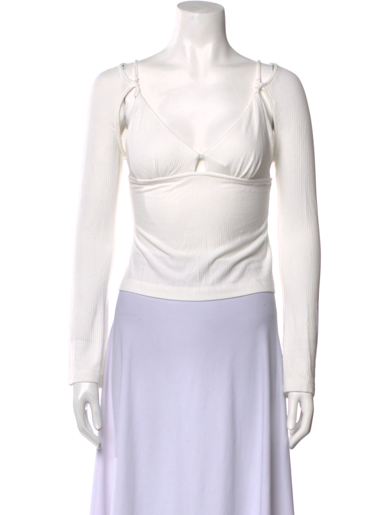 Jonathan Simkhai V-Neck Long Sleeve Crop Top