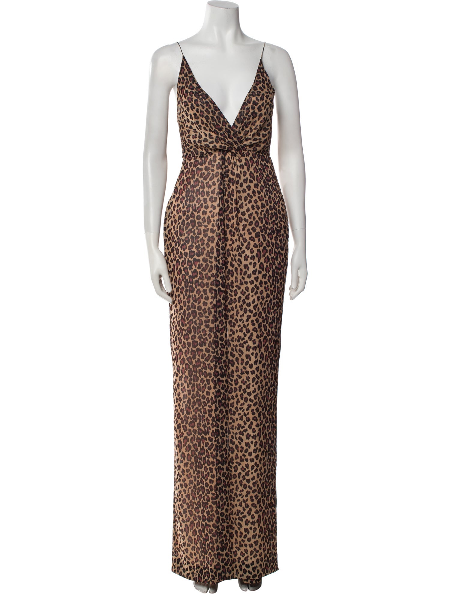 Jonathan Simkhai Animal Print Plunge Neckline Jumpsuit