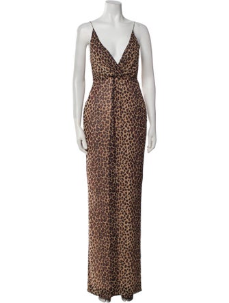 Jonathan Simkhai Animal Print Plunge Neckline Jumpsuit