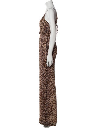 Jonathan Simkhai Animal Print Plunge Neckline Jumpsuit