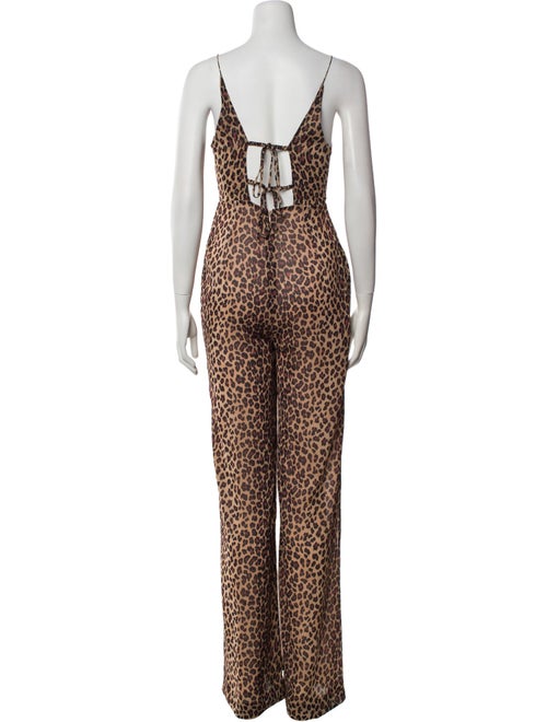 Jonathan Simkhai Animal Print Plunge Neckline Jumpsuit