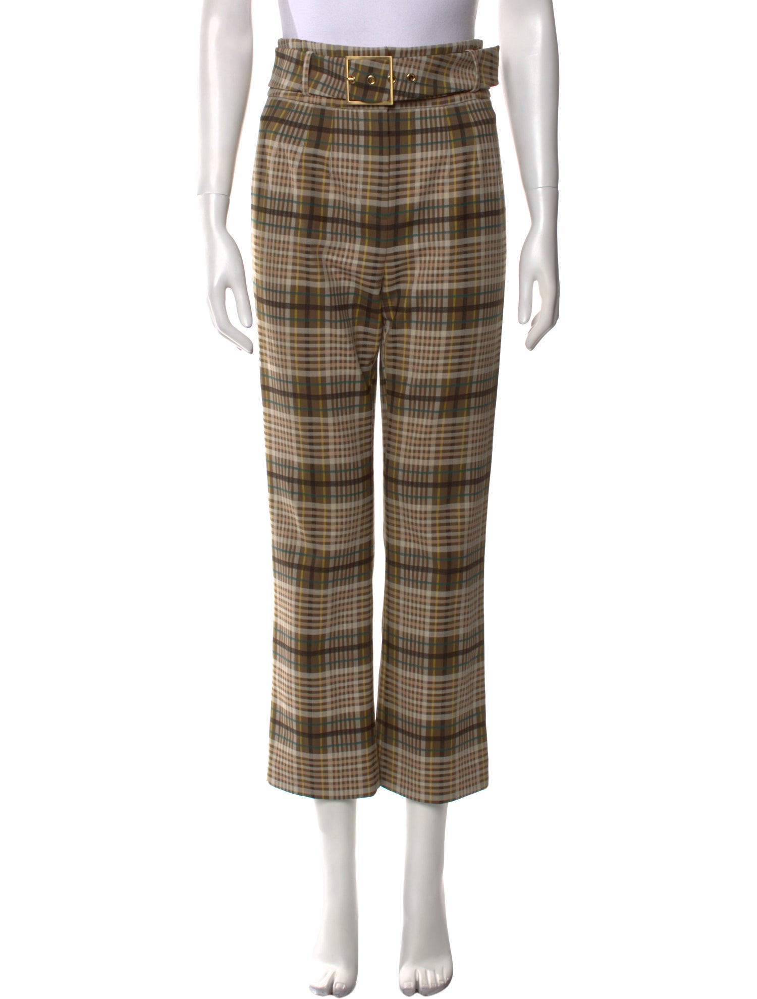 Jonathan Simkhai Plaid Print Straight Leg Pants