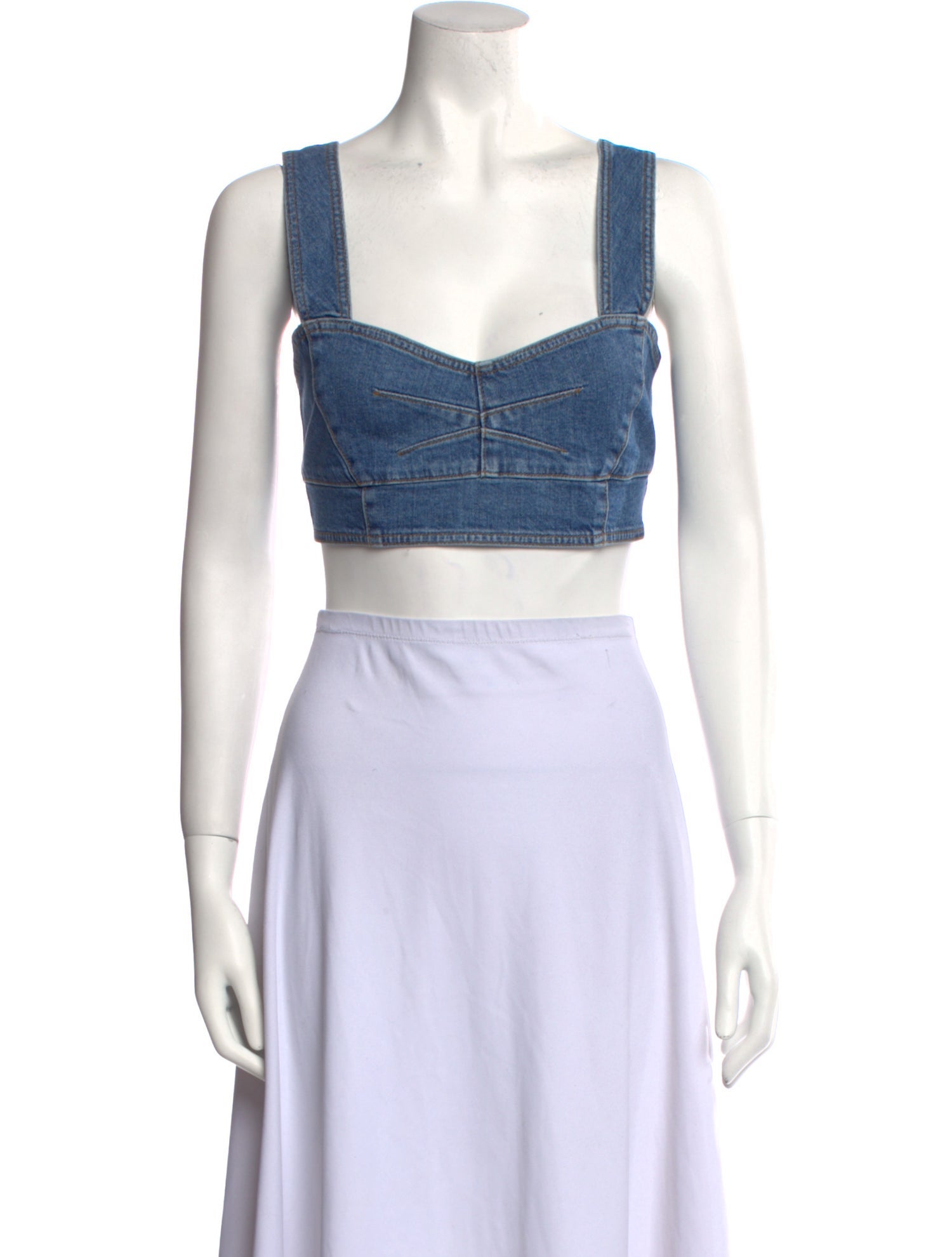 Jonathan Simkhai Square Neckline Sleeveless Crop Top