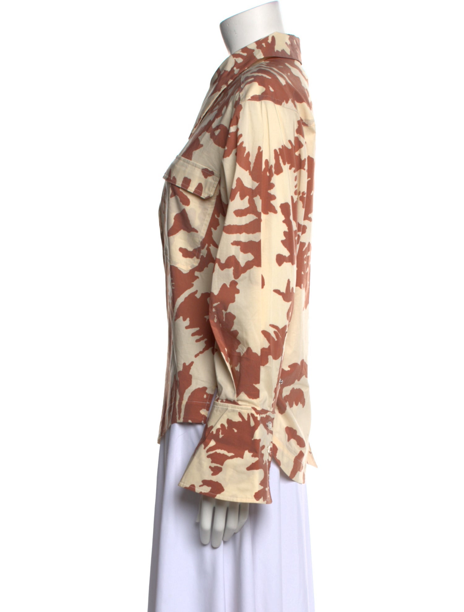 Jonathan Simkhai Printed Long Sleeve Button-Up Top w/ Tags