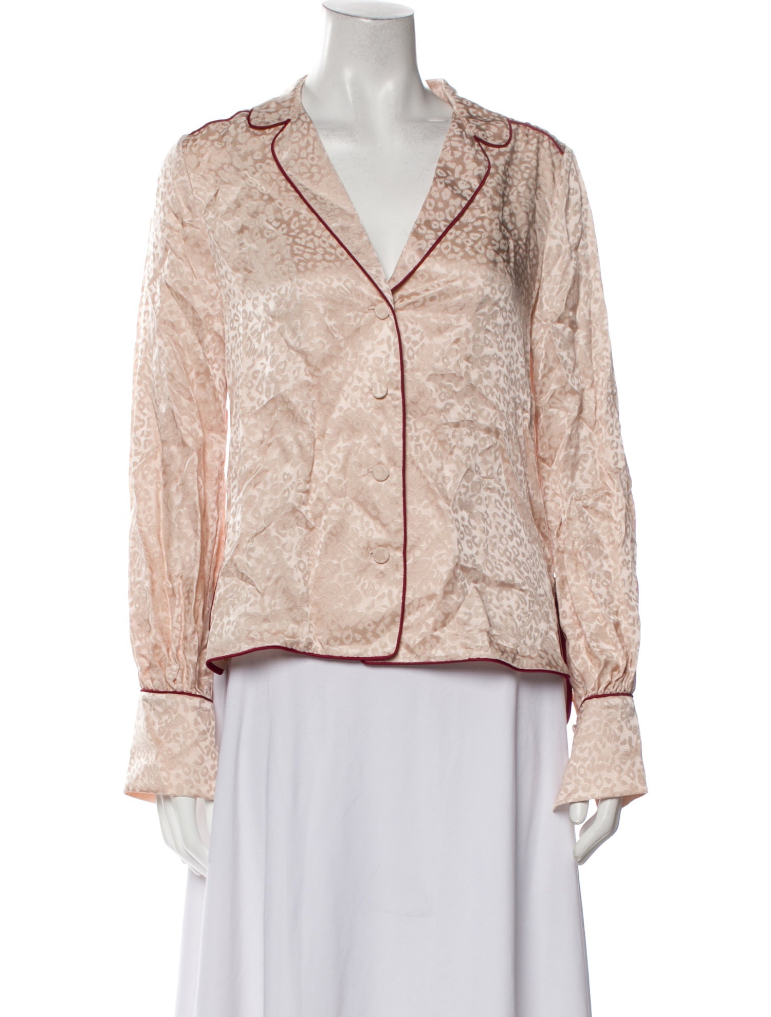 Jonathan Simkhai Animal Print Long Sleeve Button-Up Top w/ Tags