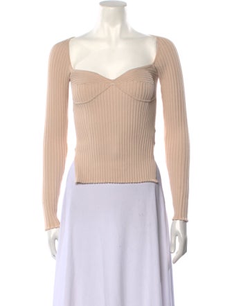 Jonathan Simkhai Square Neckline Long Sleeve Crop Top