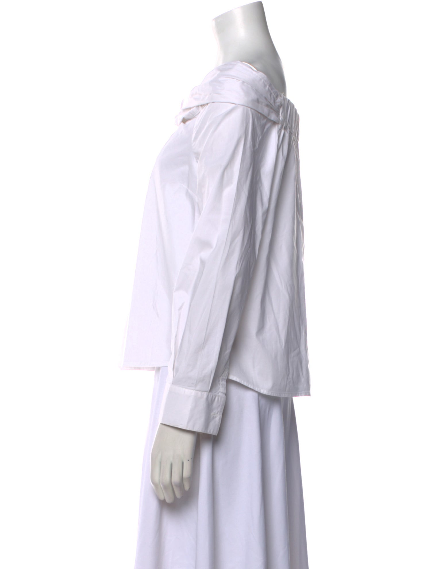 Jonathan Simkhai Off-The-Shoulder Long Sleeve Button-Up Top