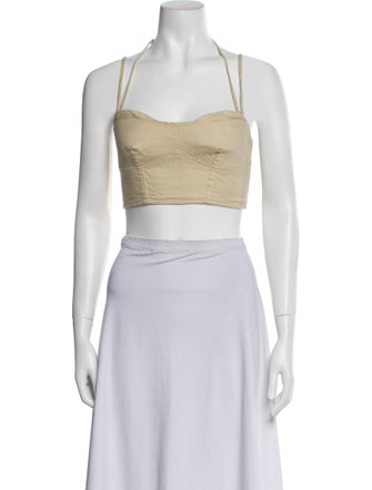 Jonathan Simkhai Linen Square Neckline Crop Top