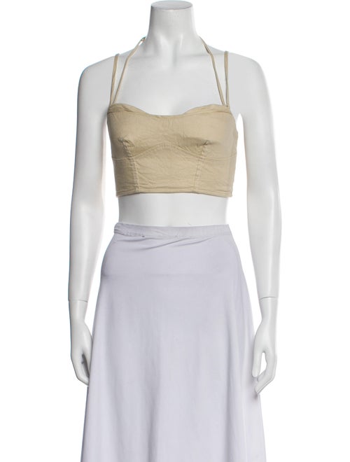Jonathan Simkhai Linen Square Neckline Crop Top
