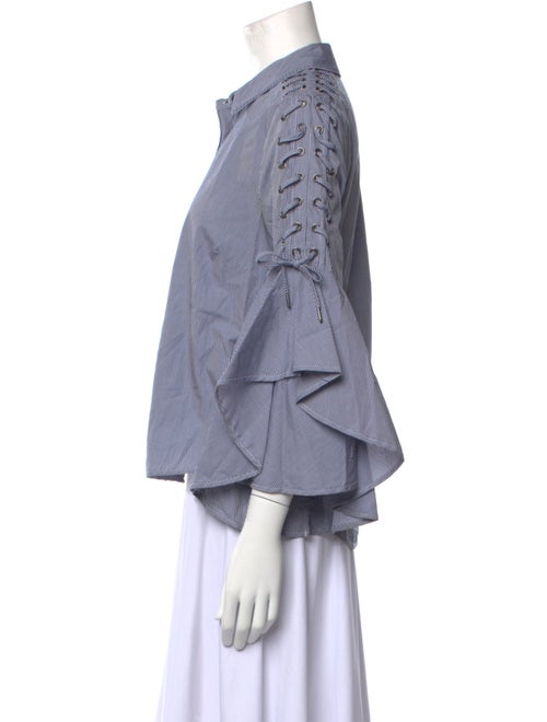 Jonathan Simkhai Plaid Print Three-Quarter Sleeve Button-Up Top