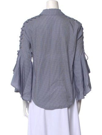 Jonathan Simkhai Plaid Print Three-Quarter Sleeve Button-Up Top