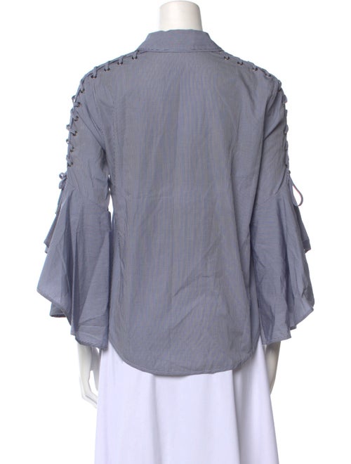 Jonathan Simkhai Plaid Print Three-Quarter Sleeve Button-Up Top