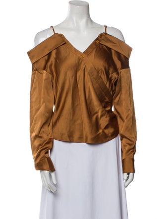 Jonathan Simkhai V-Neck Long Sleeve Blouse