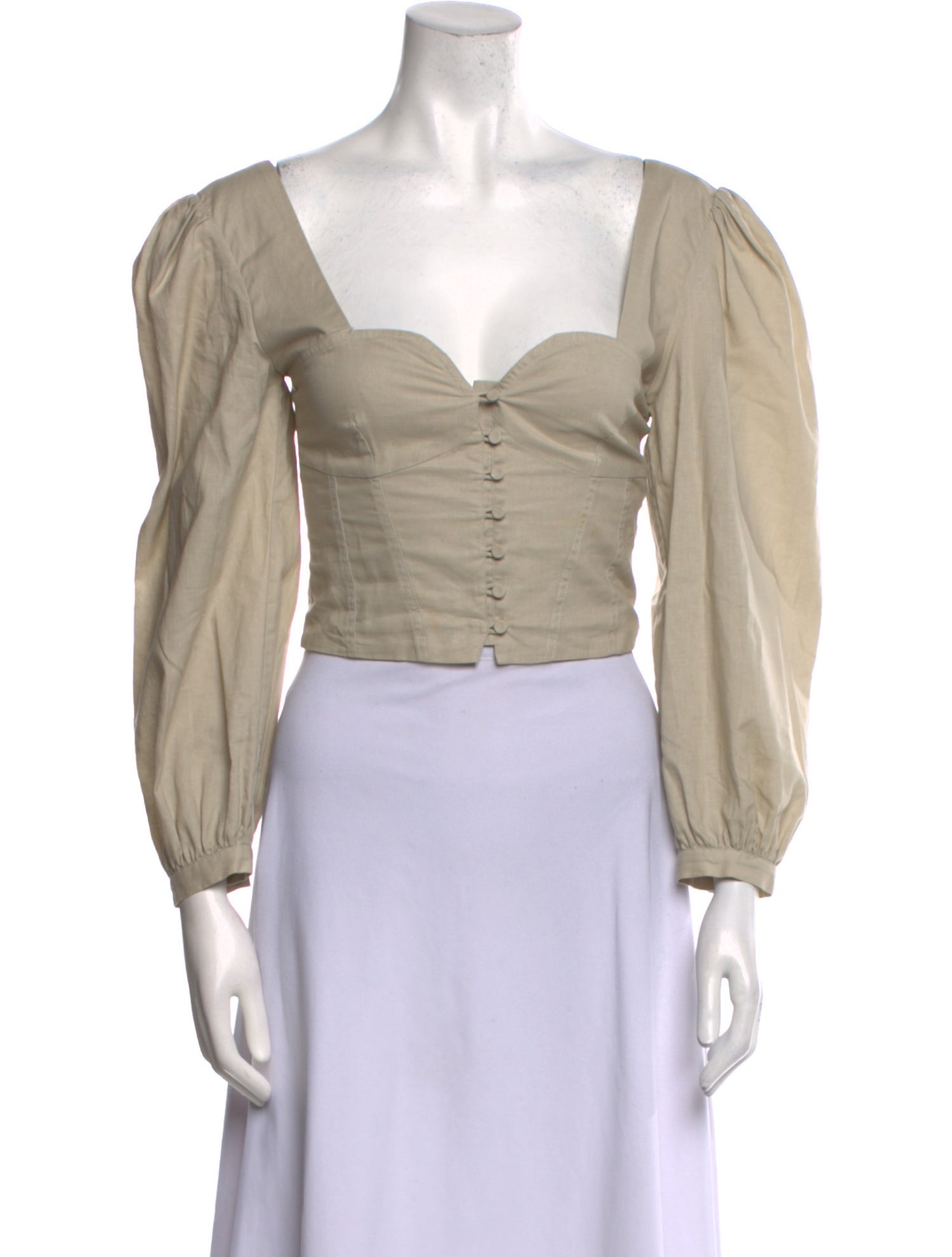 Jonathan Simkhai Square Neckline Long Sleeve Crop Top