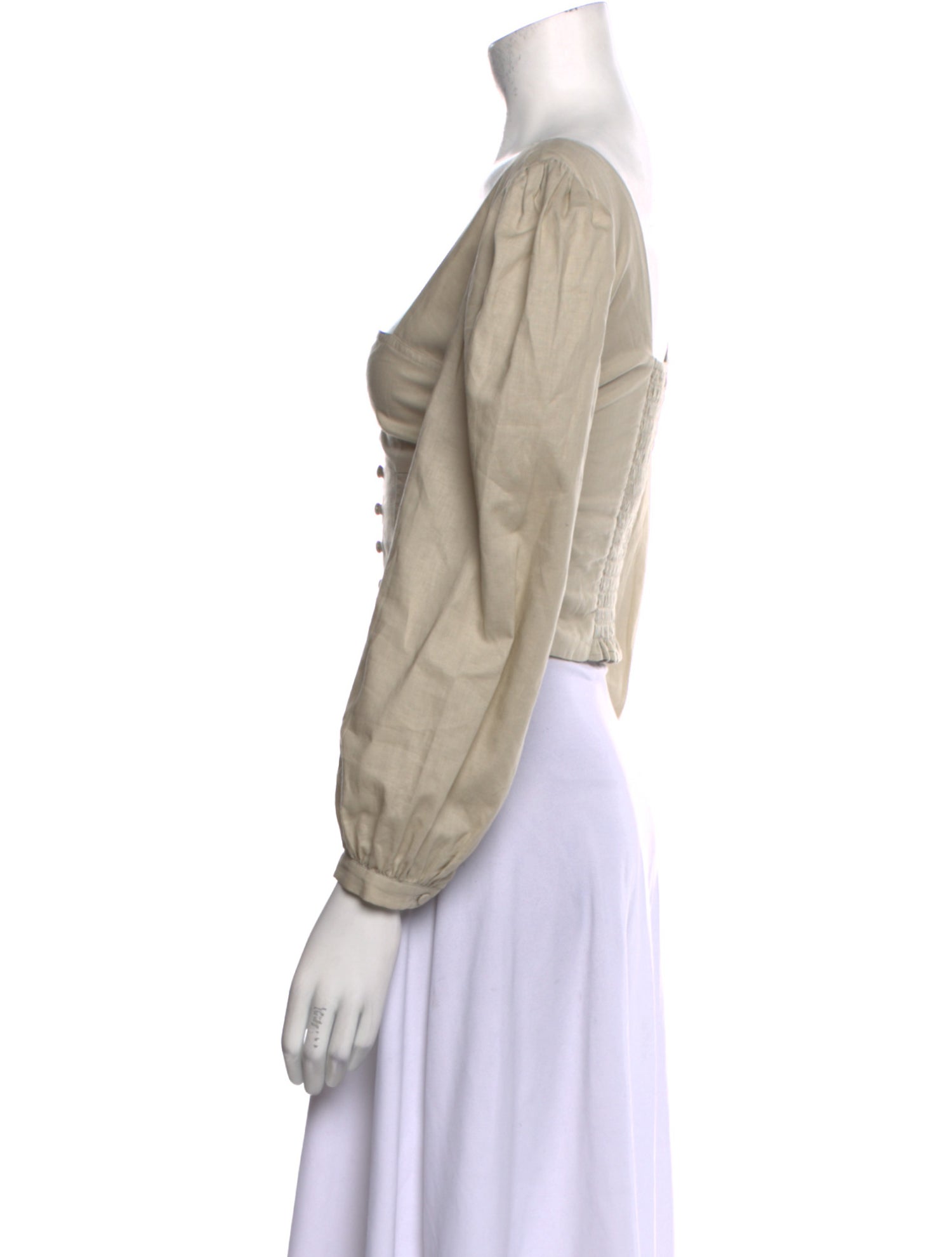 Jonathan Simkhai Square Neckline Long Sleeve Crop Top