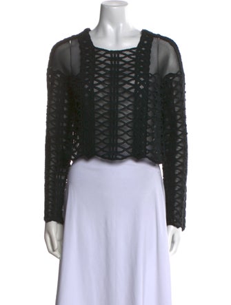 Jonathan Simkhai Square Neckline Long Sleeve Crop Top