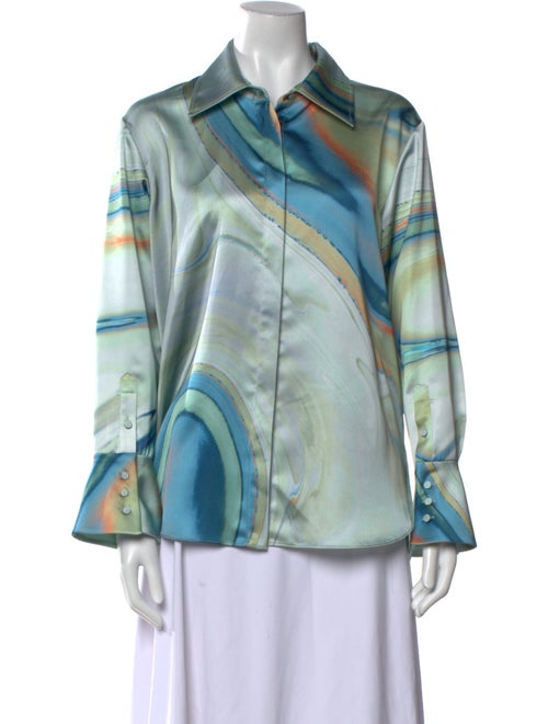 Jonathan Simkhai Printed Long Sleeve Button-Up Top