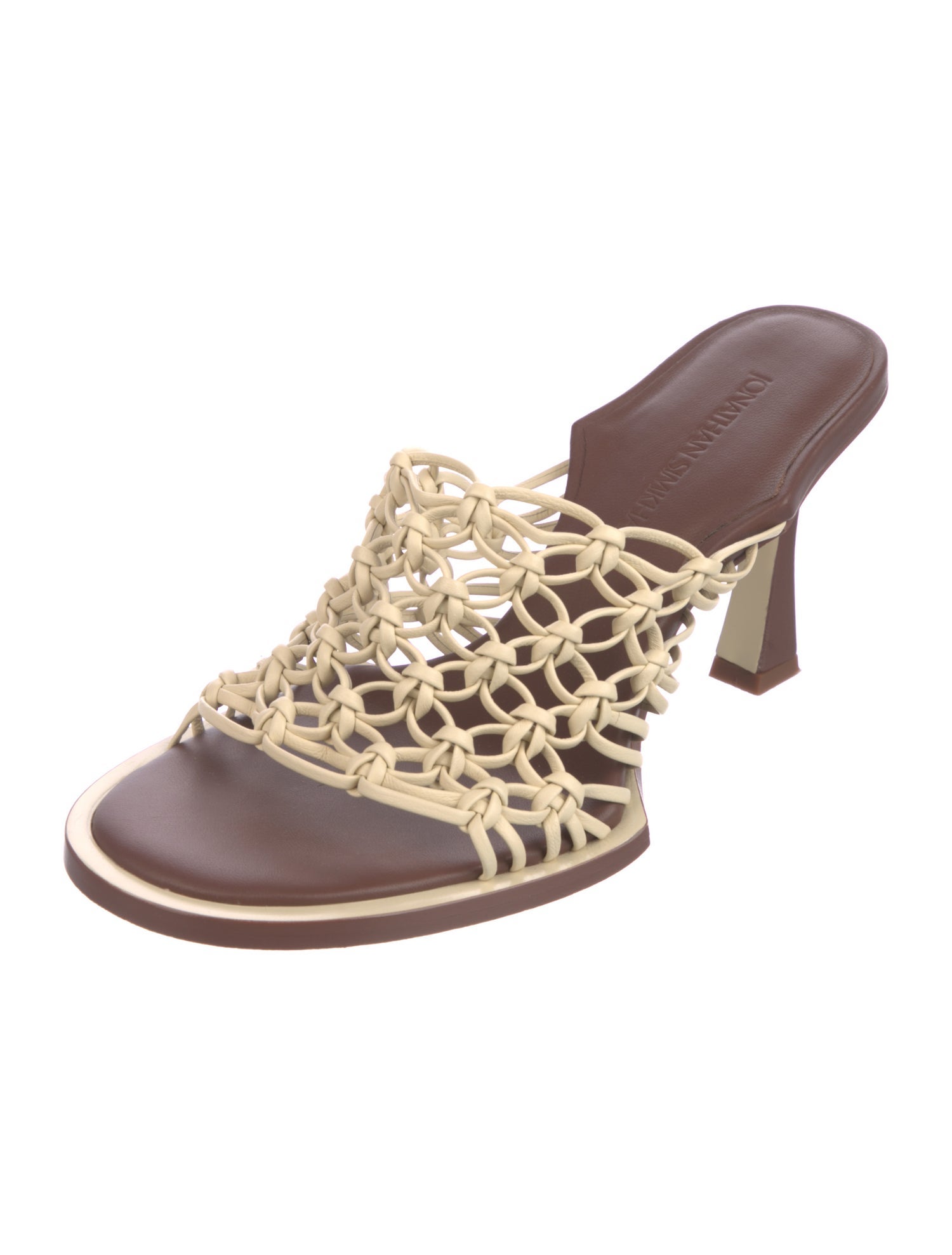 Jonathan Simkhai Leather Lace Pattern Slides