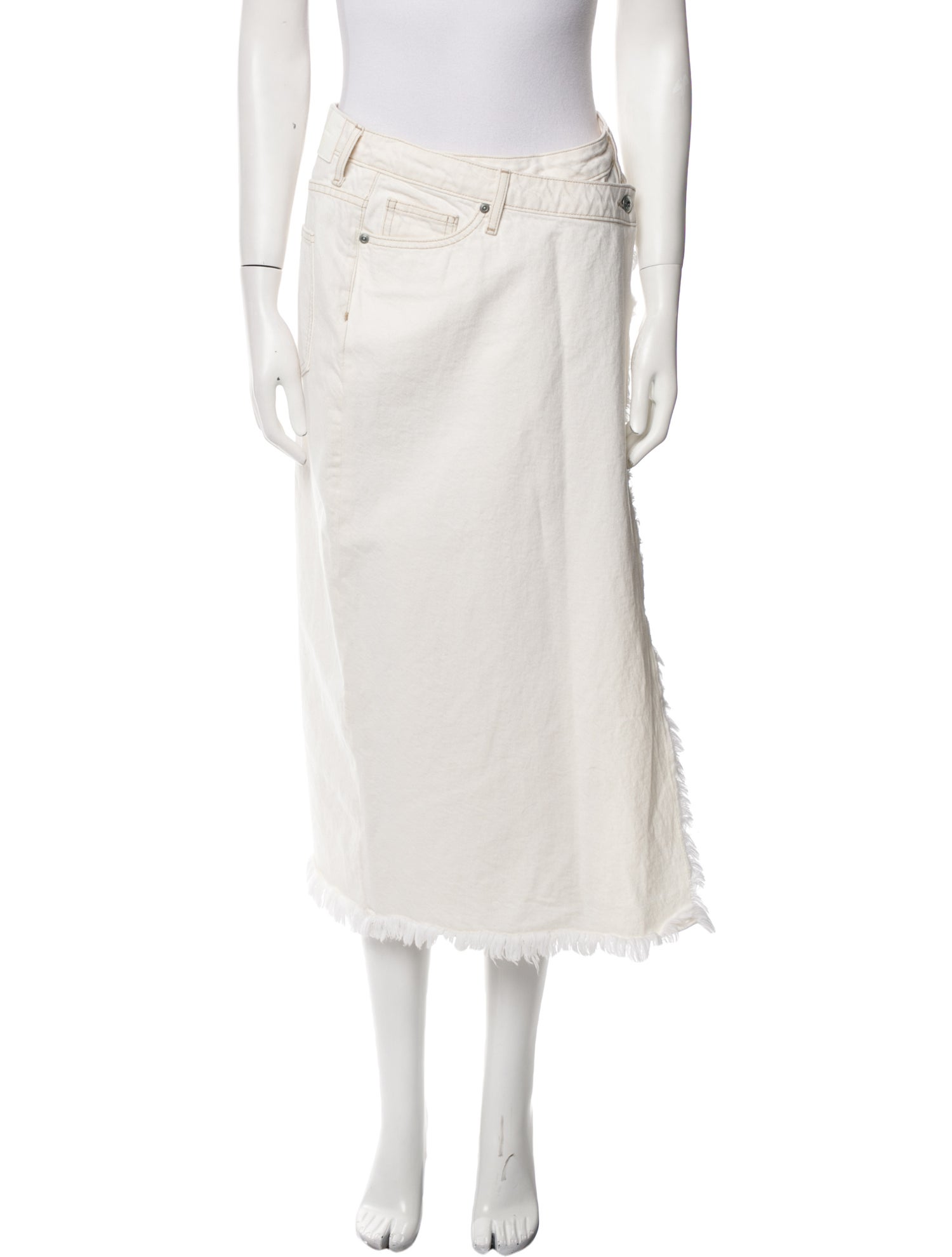 Jonathan Simkhai Fringe Trim Accent Midi Length Skirt