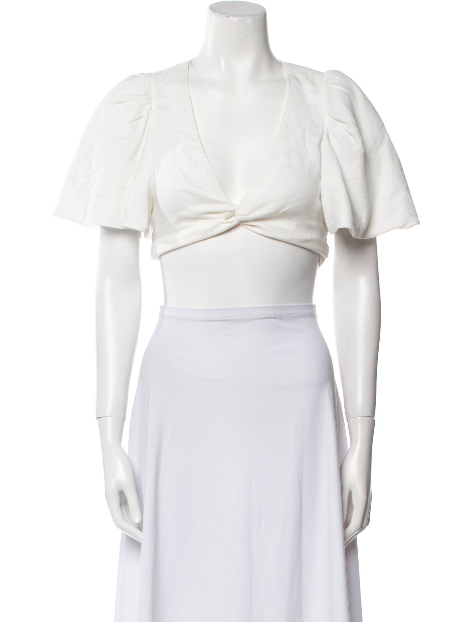 Jonathan Simkhai Plunge Neckline Short Sleeve Crop Top